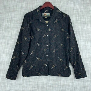 La Cabana Womens Size L Long Sleeve Button Down Shirt dark brown 3018